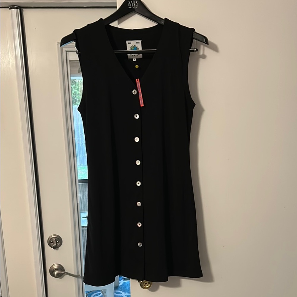 UNIF Black Sleeveless Button-Front Dress